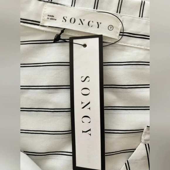 NWT || SONCY || drop shoulder blouse, striped, button down, shirt, top, size 14 - Picture 7 of 7